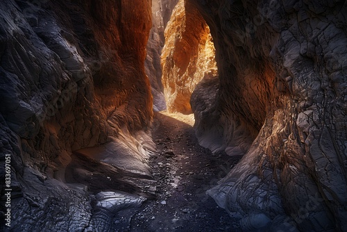 The eternal dance of light and shadow in a canyon