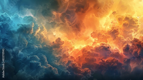 Abstract Cloud Formations, Artistic representations of cloud formations with dynamic shapes and bright colors