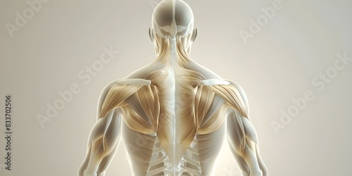 Front and back view of human trunk muscles in anatomical diagram. Concept Anatomy, Trunk Muscles, Front View, Back View, Human Body