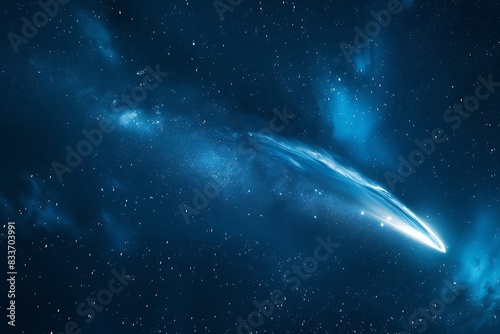 The graceful arc of a comet tail as it streaks through space