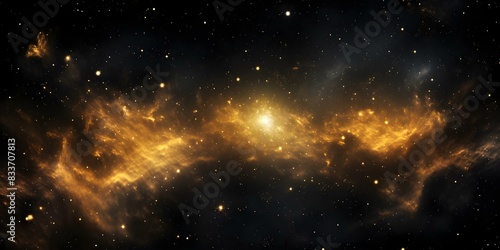 Exploring the Vast Universe: Yellow Stars in Black Space. Concept Space Exploration, Yellow Stars, Black Space, Astronomy, Galaxy Science