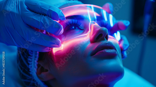 Photo realistic depiction of a dermatologist performing laser treatment on a patient s skin, showcasing precision and advanced skincare techniques. Perfect for dermatology and skin