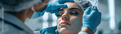 Photo realistic of a Dermatologist performing precise mole removal procedure with emphasis on patient care. Perfect for dermatology and skincare ads Stock Photo Concept
