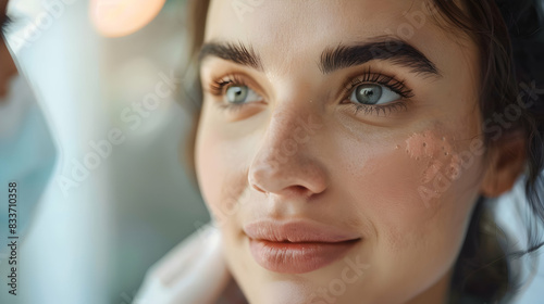 Dermatologist treating patient with rosacea care and skin improvement in focus. Perfect for dermatology and skincare ads. Realistic photo concept.