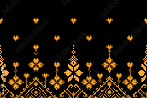 Pixel ethnic pattern oriental traditional. design fabric pattern textile African Indonesian Indian seamless Aztec style abstract vector illustration for print clothing, texture, fabric, wallpaper, dec