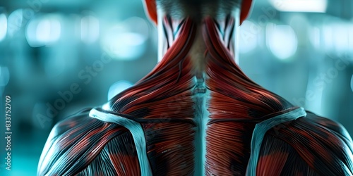 Exploring the Trapezius Muscle in the Human Muscular System of the Torso. Concept Human Anatomy, Muscular System, Trapezius Muscle, Torso, Anatomy Study