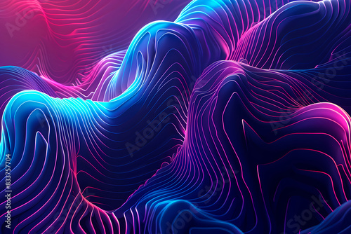 This illustration captures futuristic blue and purple waves cascading across the frame for a modern feel