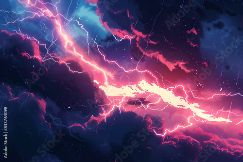 abstract lightning black background vector 3d rendering