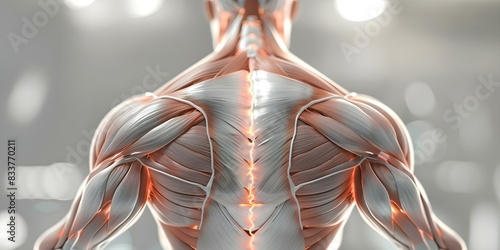 Anatomy of Human Back and Arm Muscles: Detailed High-Resolution Image. Concept Back Muscles, Arm Muscles, Human Anatomy, Detailed Image, High Resolution