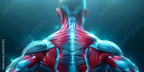 Understanding the trapezius muscle in the human torso's muscular system. Concept Human Anatomy, Muscular System, Trapezius Muscle, Torso Muscles, Body Mechanics