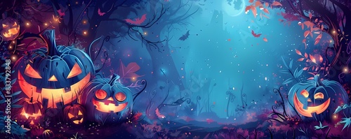 Generate a background with Halloween party invitations and space for text