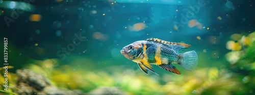 Beautiful colorful african cichlids swimming