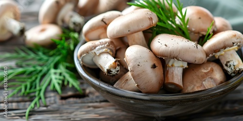 Forest Mushrooms in Old Bowl: A Top-Down Perspective. Concept Food Photography, Styling, Composition, Natural Light, Close-Up Shot