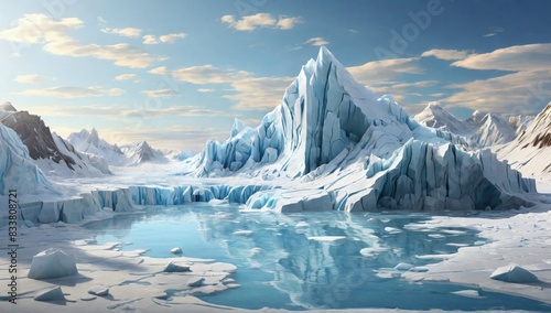 landscape with Icebergs that are melting due to global warming