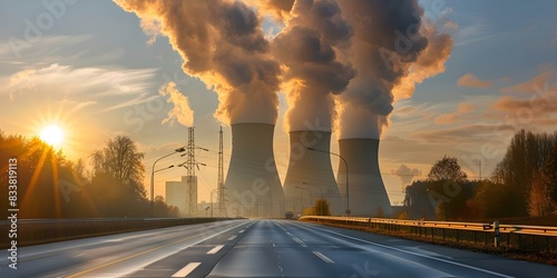 Efficient Electricity Generation: How Nuclear Power Plants Harness Steam with Minimal Impact. Concept Nuclear Reactors, Thermal Power Plants, Steam Turbines, Energy Efficiency, Environmental Impact