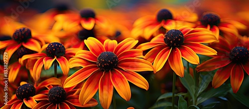 Vibrant autumn rudbeckia with copy space image.