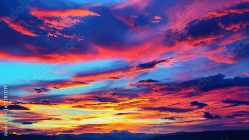 Abstract vivid sky at sunset with copyspace, 16:9, 300dpi