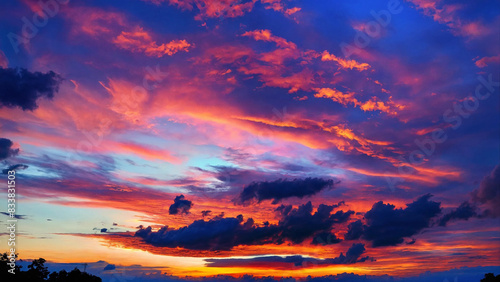 Abstract vivid sky at sunset with copyspace, 16:9, 300dpi