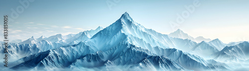 Photo realistic: Leadership coach with mountain peak concept A leadership coach s profile fused with a mountain peak symbolizing management coaching and goal achievement. Perfect