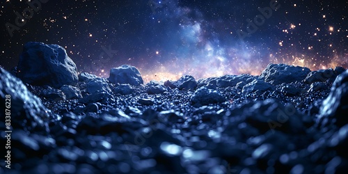 Stars and Nebula over a Rocky Surface