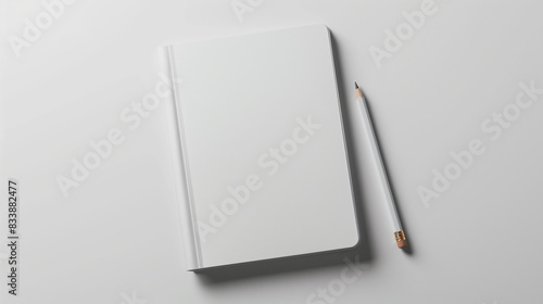 Minimalist Flat Lay of Closed Notebook with Pencil