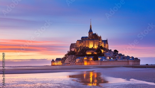 mont saint michel at twilight normandy france