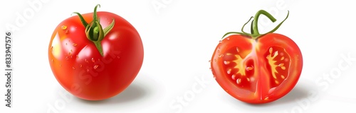 tomato cut in hals isolated on white background