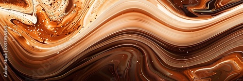 An abstract composition featuring intertwined chocolate and caramel swirls, creating a marble effect that highlights the rich and decadent textures.