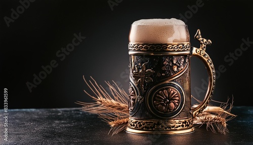 beer mug on black background