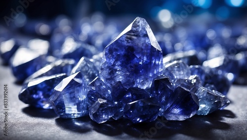 Raw Tanzanite Gemstones Crystalline Allure in Double Exposure Silhouette.