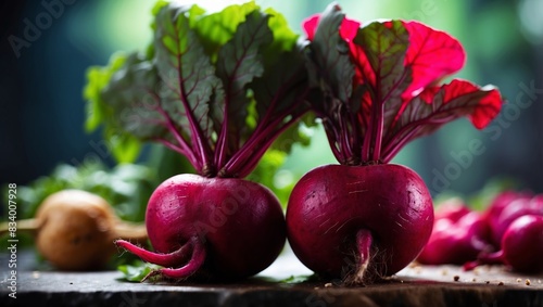 Vibrant Beets in Focus A Double Exposure Silhouette Celebrating Fresh Root Vegetables.