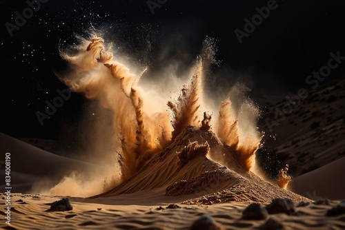 Conflagration and a torrent of glittering sand and dust