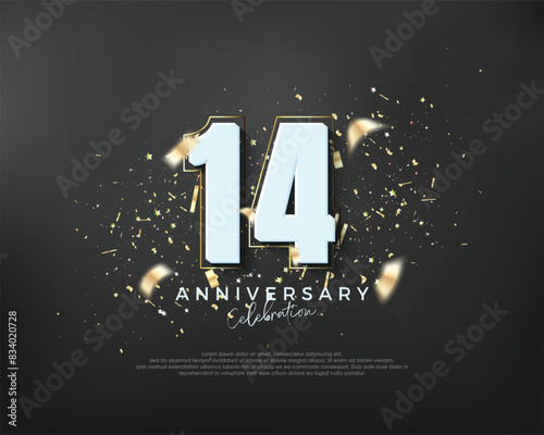 Bold number 14th. premium design for 14th anniversary celebration. Premium vector for poster, banner, celebration greeting.