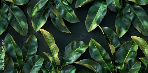 tropical banana leaf texture in garden, abstract green leaf, large palm foliage nature dark green wallpaper. AI generated illustration