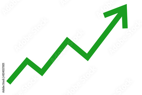 Green arrow graph line chart moving up concept of stock market business growth transparent png file