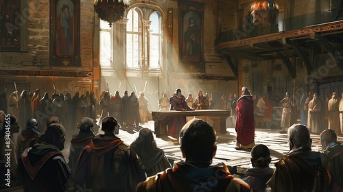 Medieval Courtroom Gathering