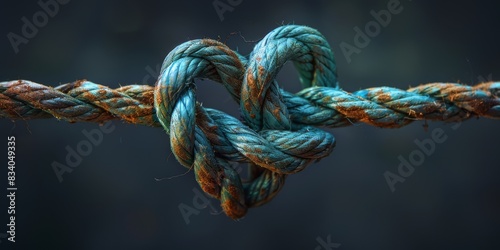 Heart-shaped knot made from natural fiber rope against a dark background