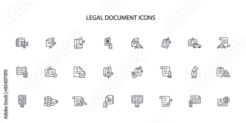 Legal document icon set.vector.Editable stroke.linear style sign for use web design,logo.Symbol illustration.