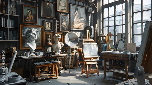 AI Art Creation An artists studio where AI is collaborate