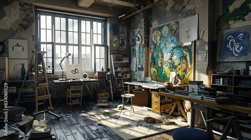 AI Art Creation An artists studio where AI is collaborate