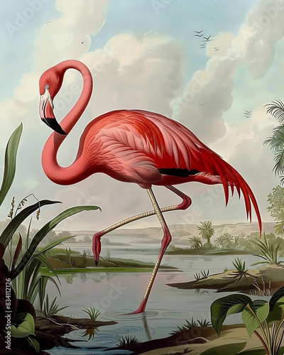 Audubon Print American Flamingo Poster Bird of America Lover Gift John Audubon Vintage Nature Retro Wall Art Bird Heron Printable Home Decor