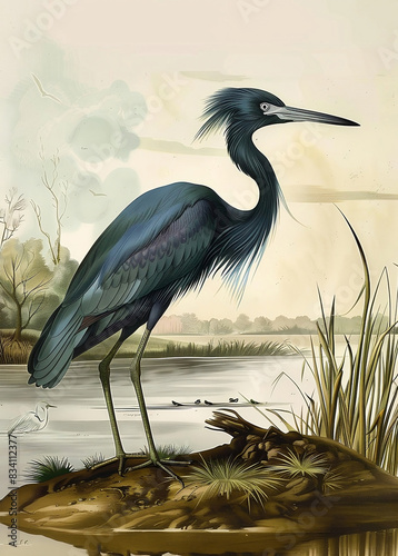 Blue Crane after Audubon