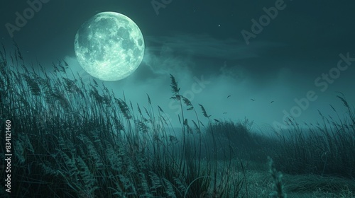 A moonlit field with ninja's camouflage.
