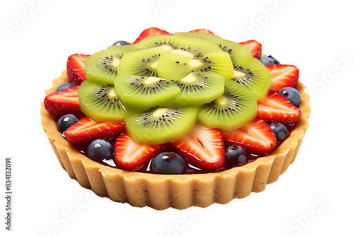 Fresh fruit tart with strawberries, blueberries and kiwi