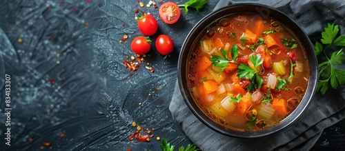 Fresh tomato and vegetable cabbage soup