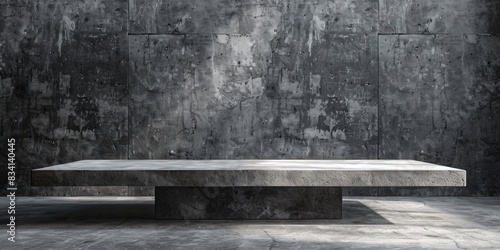 Concrete Table Background. Grey Grunge Texture for Product Display in 3D Studio Photography