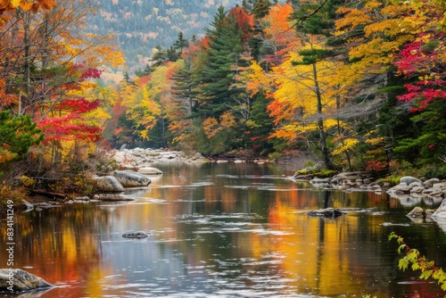 Screensaver: Pemigewasset River in New Hampshire with Changing Autumn Foliage