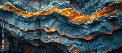 Close-up of layered rock formation
