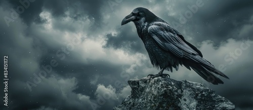 Raven perched on a rocky outcrop