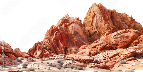 Huge red rock canyon on transparent background isolated. Famous tourist spot red rock canyon backdrop